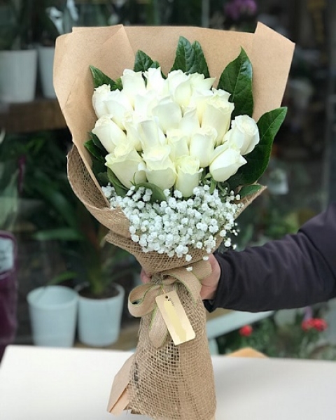 21 Adet Beyaz Gül
