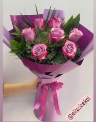 7 Pembe Gül Buket